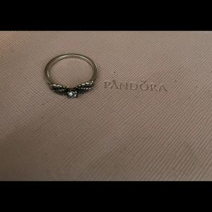 Authentic Pandora Sparkling Angel Wings Ring